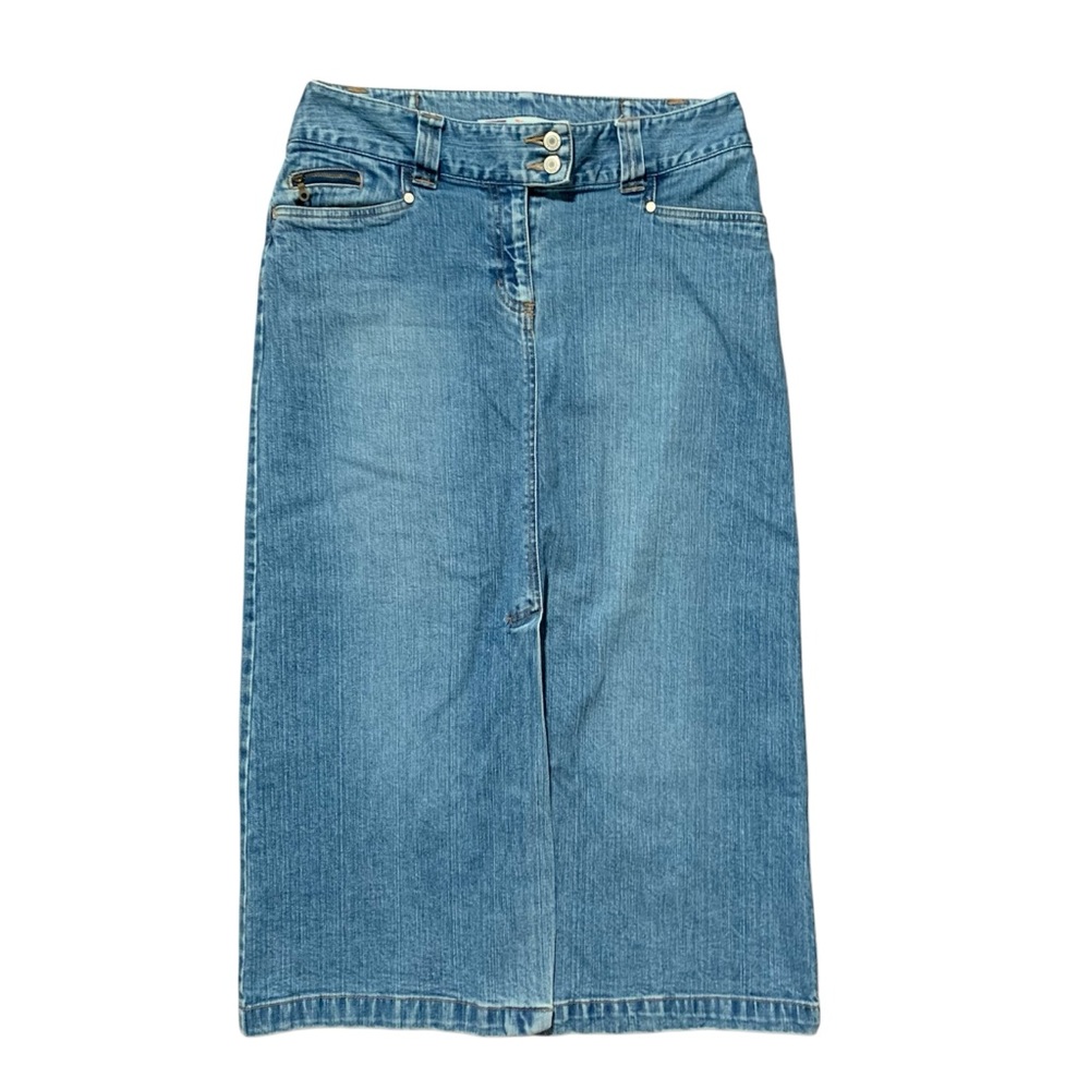Y2K Faded Glory Denim Maxi Skirt w/ Adjustable Buckle
